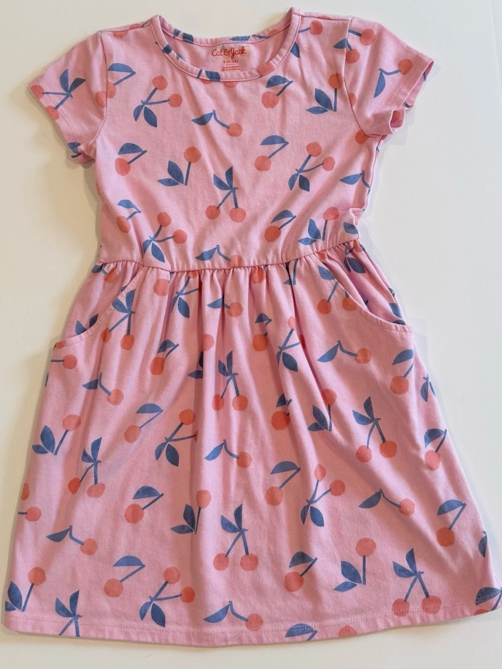Cat & Jack Short Sleeve Cherry Print Dress